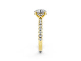 Yellow gold Round Cut Moissanite Solitaire Ring with Round  Pavé Band and Four-Prong Setting_38