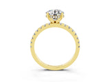 Yellow gold Round Cut Moissanite Solitaire Ring with Round  Pavé Band and Four-Prong Setting_39