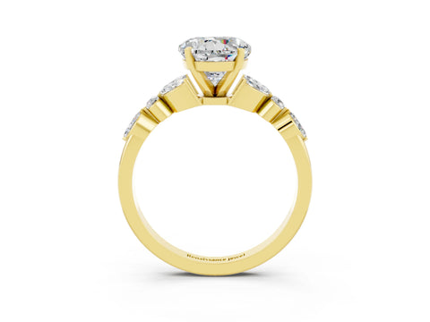 Yellow gold Round Cut Moissanite Solitaire Ring with Side Stones and Four-Prong Setting_15