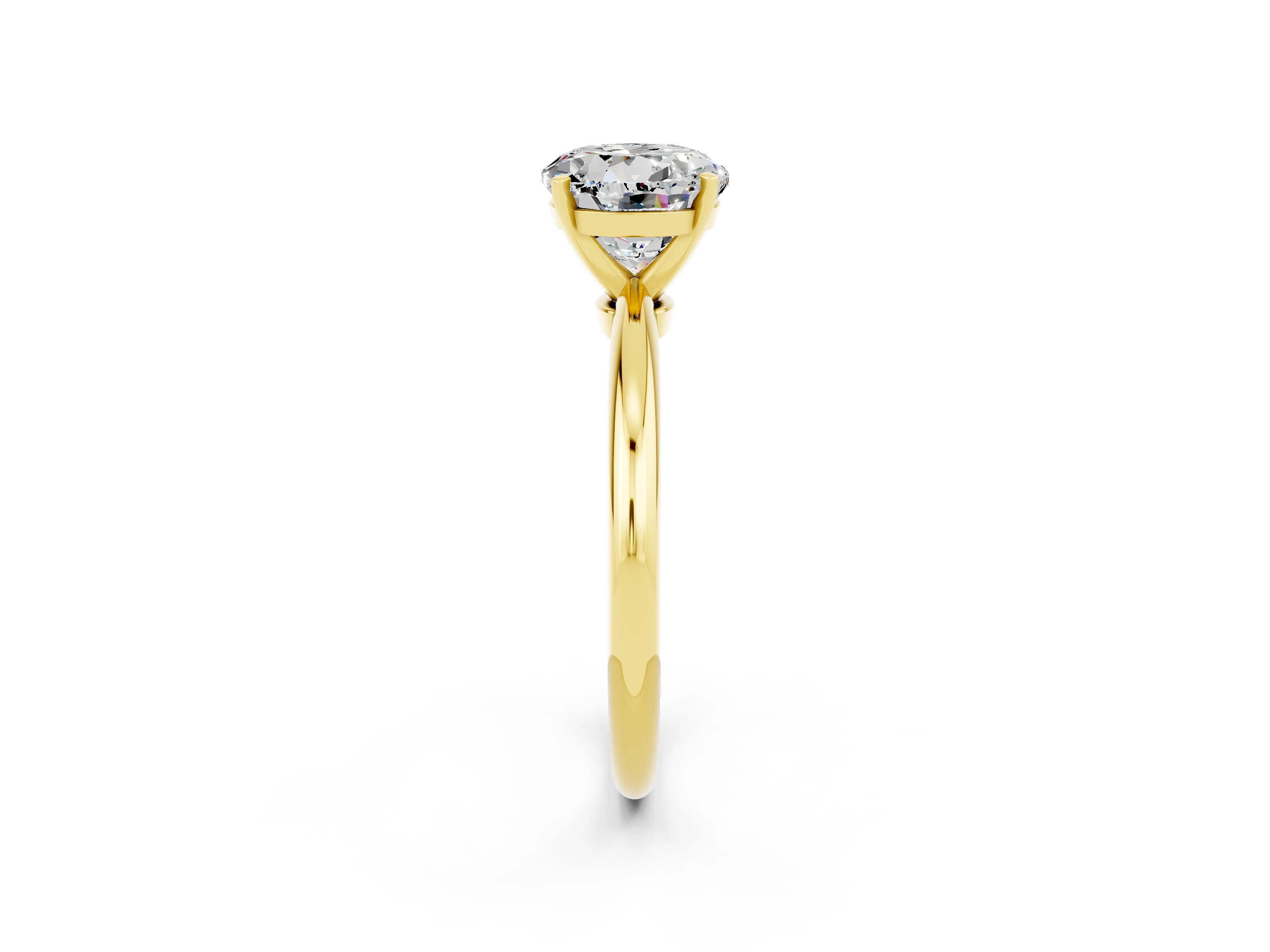 Yellow gold Round Cut Moissanite Solitaire Ring with Six-Prong Setting and Classic Band_2