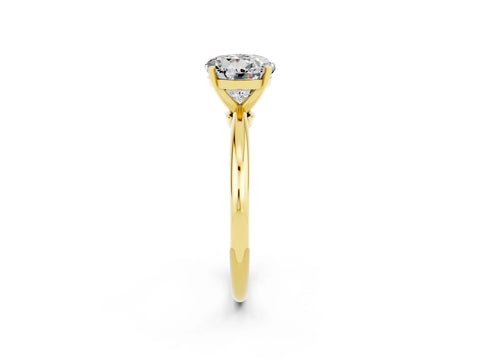 Yellow gold Round Cut Moissanite Solitaire Ring with Six-Prong Setting and Classic Band_2