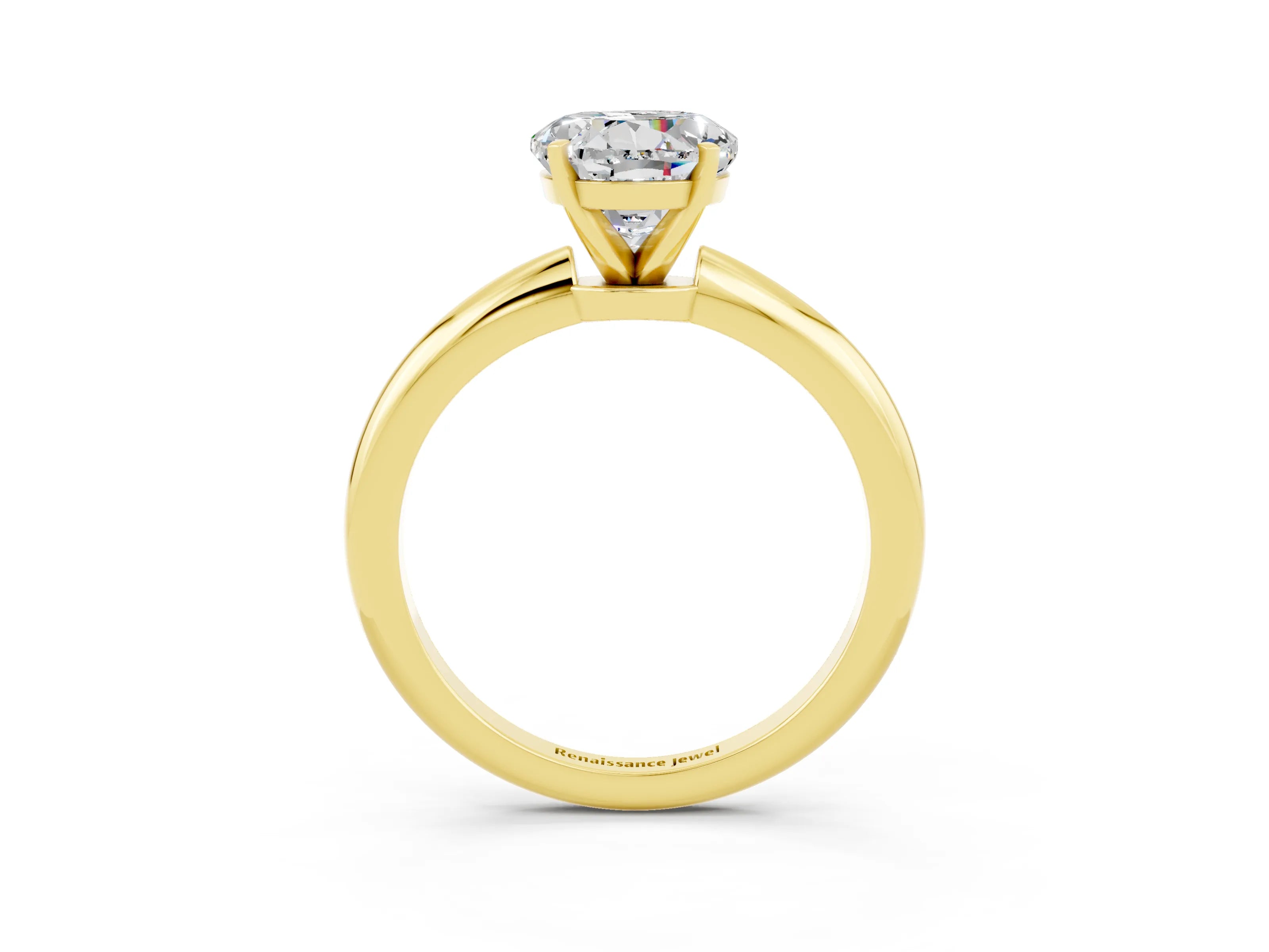 Yellow gold Round Cut Moissanite Solitaire Ring with Six-Prong Setting and Classic Band_3