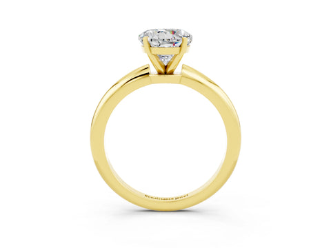 Yellow gold Round Cut Moissanite Solitaire Ring with Six-Prong Setting and Classic Band_3
