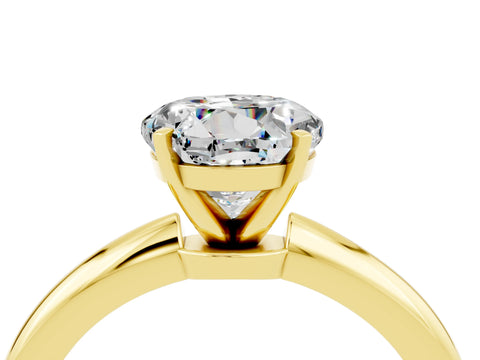 Yellow gold Round Cut Moissanite Solitaire Ring with Six-Prong Setting and Classic Band_4
