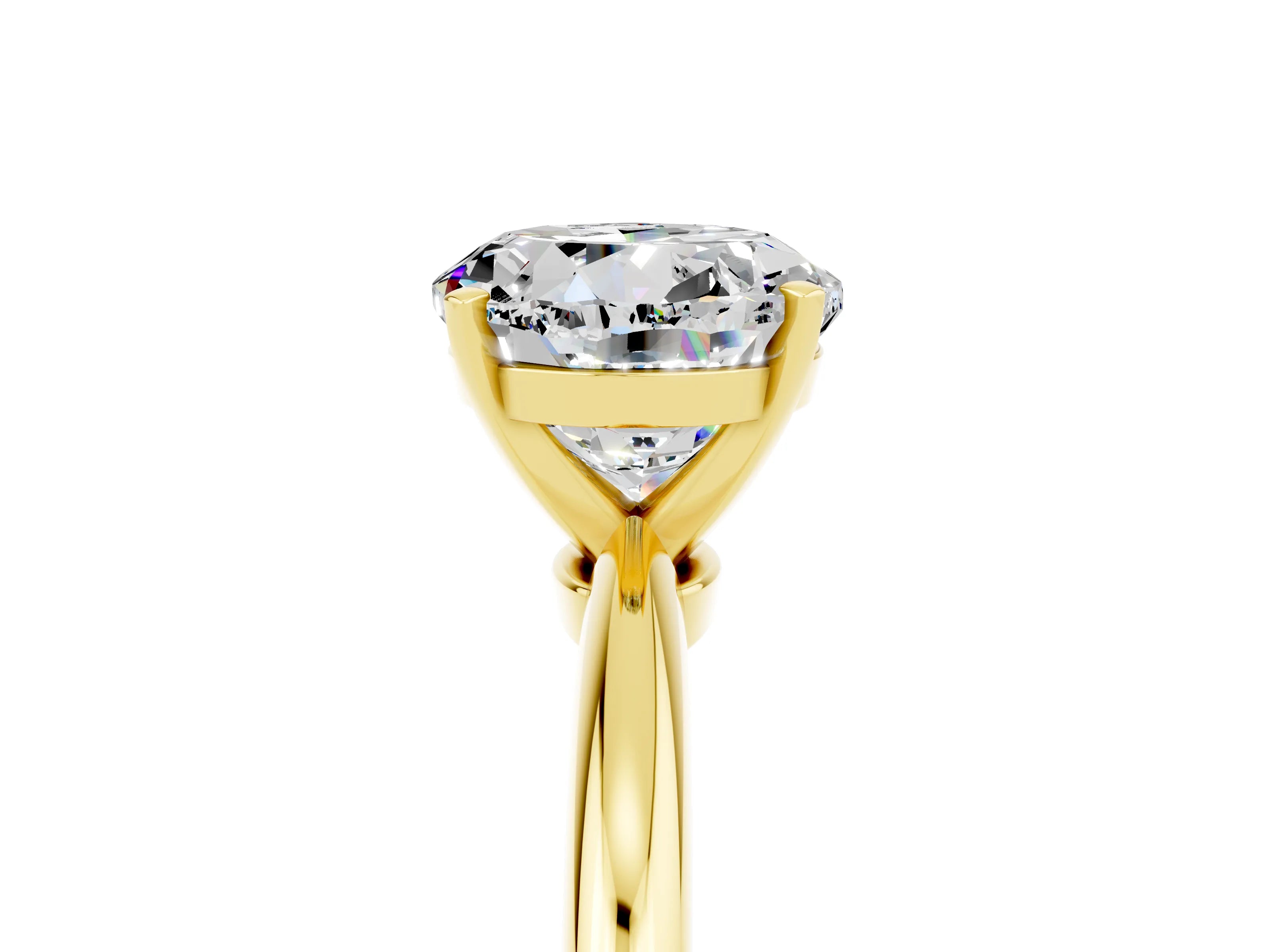 Yellow gold Round Cut Moissanite Solitaire Ring with Six-Prong Setting and Classic Band_5
