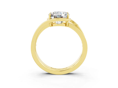 Yellow gold Round Cut Moissanite Solitaire Ring with Split Shank and Prong Setting_3