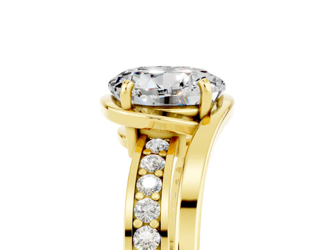 Yellow gold Round Cut Moissanite Solitaire Ring with Split Shank and Prong Setting_5