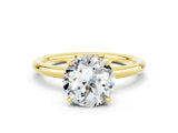 Yellow gold Round Cut Moissanite Solitaire Ring with Thin Band and Four-Prong Setting_12
