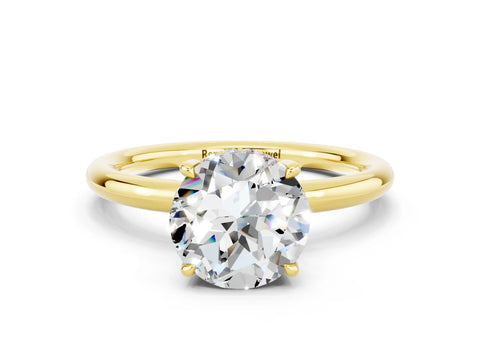 Yellow gold Round Cut Moissanite Solitaire Ring with Thin Band and Four-Prong Setting_12