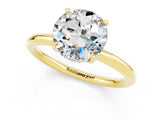 Yellow gold Round Cut Moissanite Solitaire Ring with Thin Band and Four-Prong Setting_13
