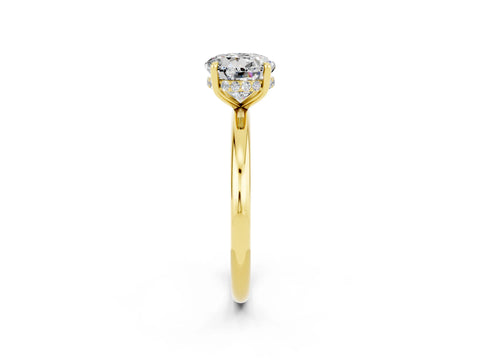 Yellow gold Round Cut Moissanite Solitaire Ring with Thin Band and Four-Prong Setting_14