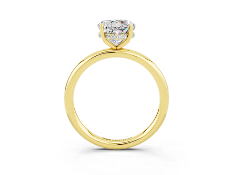 Yellow gold Round Cut Moissanite Solitaire Ring with Thin Band and Four-Prong Setting_15