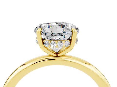 Yellow gold Round Cut Moissanite Solitaire Ring with Thin Band and Four-Prong Setting_16