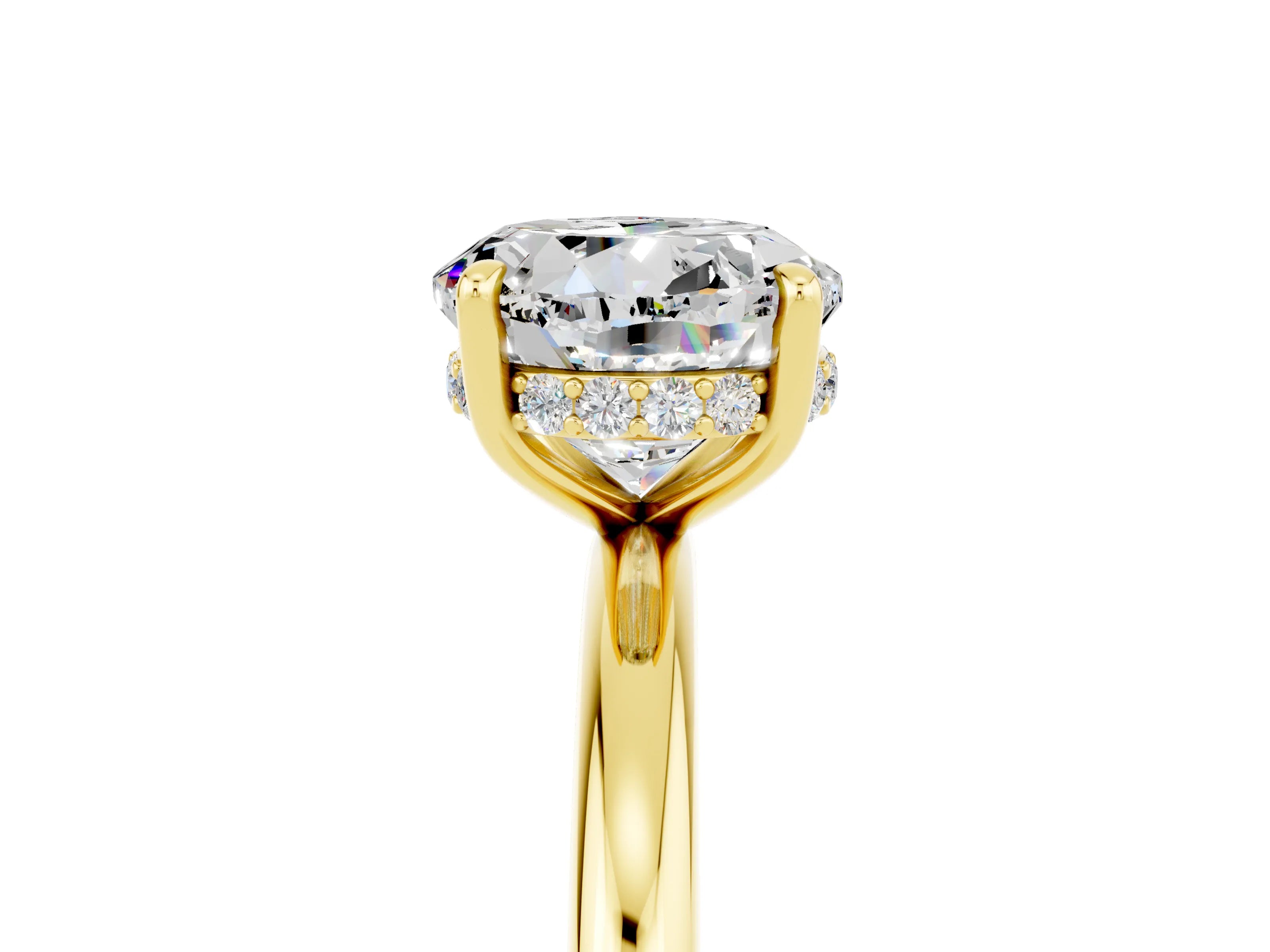Yellow gold Round Cut Moissanite Solitaire Ring with Thin Band and Four-Prong Setting_17