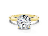 Yellow gold Round Cut Moissanite Solitaire Ring with Thin Band and Prong Setting_12