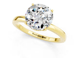 Yellow gold Round Cut Moissanite Solitaire Ring with Thin Band and Prong Setting_25