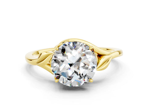 Yellow gold Round Cut Moissanite Solitaire Ring with Twist Band and Four-Prong Setting_24