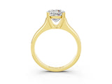 Yellow gold Round Cut Moissanite Solitaire Ring with Wide Band and Prong Setting_3