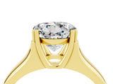 Yellow gold Round Cut Moissanite Solitaire Ring with Wide Band and Prong Setting_4