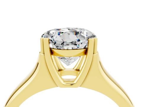 Yellow gold Round Cut Moissanite Solitaire Ring with Wide Band and Prong Setting_4