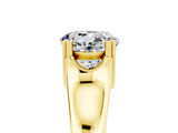 Yellow gold Round Cut Moissanite Solitaire Ring with Wide Band and Prong Setting_5