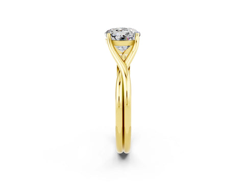 Yellow gold Round Cut Moissanite Solitaire Twist Band Prong Setting Ring_38