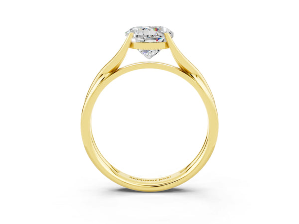 Yellow gold Round Cut Moissanite Solitaire Twist Band Prong Setting Ring