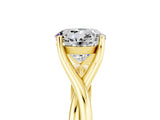 Yellow gold Round Cut Moissanite Solitaire Twist Band Prong Setting Ring_41