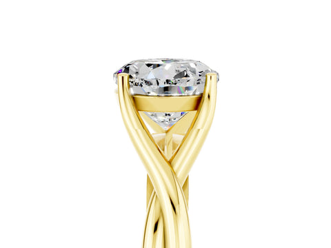 Yellow gold Round Cut Moissanite Solitaire Twist Band Prong Setting Ring_41