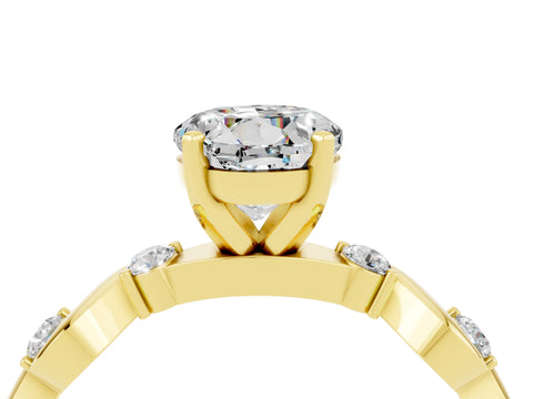 Yellow gold Round Cut Moissanite Solitaire Twisted Band with Round  Accents and Prong Setting_16