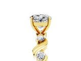 Yellow gold Round Cut Moissanite Solitaire Twisted Band with Round  Accents and Prong Setting_17