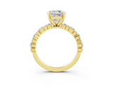 Yellow gold Round Cut Moissanite Solitaire with Side Stones, Pave Band, Four-Prong Setting_39