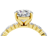 Yellow gold Round Cut Moissanite Solitaire with Side Stones, Pave Band, Four-Prong Setting_40