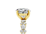 Yellow gold Round Cut Moissanite Solitaire with Side Stones, Pave Band, Four-Prong Setting_41