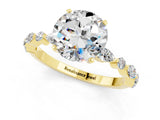 Yellow gold Round Cut Moissanite Solitaire with Side Stones on a Pavé Band and Four-Prong Setting_13