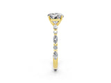 Yellow gold Round Cut Moissanite Solitaire with Side Stones on a Pavé Band and Four-Prong Setting_14