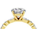 Yellow gold Round Cut Moissanite Solitaire with Side Stones on a Pavé Band and Four-Prong Setting_16