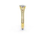 Yellow gold Round Cut Moissanite Split Shank Engagement Ring with Pavé Band_2