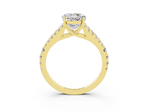Yellow gold Round Cut Moissanite Split Shank Pavé Engagement Ring with Four-Prong Setting_15