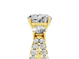 Yellow gold Round Cut Moissanite Three-Stone Ring with Pavé Split Shank and Four-Prong Setting_5
