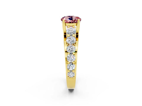 Yellow gold Round Cut Morganite Engagement Ring with Pavé Band and Four-Prong Setting_2
