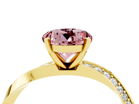 Yellow gold Round Cut Morganite Engagement Ring with Side Stone Accents and Four-Prong Setting_31