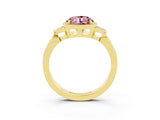 Yellow gold Round Cut Morganite Halo Ring with Tapered Band and Four-Prong Setting_3