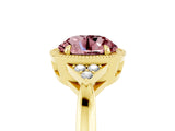Yellow gold Round Cut Morganite Halo Ring with Tapered Band and Four-Prong Setting_5