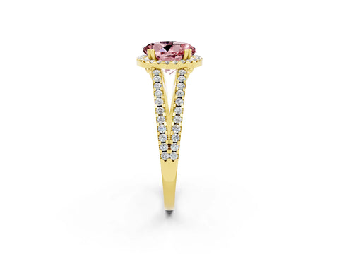 Yellow gold Round Cut Morganite Halo Split Shank Engagement Ring_14