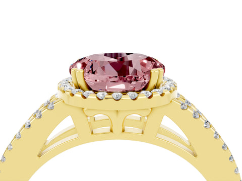 Yellow gold Round Cut Morganite Halo Split Shank Engagement Ring_16