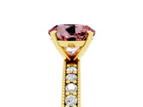 Yellow gold Round Cut Morganite Milgrain Pavé Engagement Ring with Four-Prong Setting_5