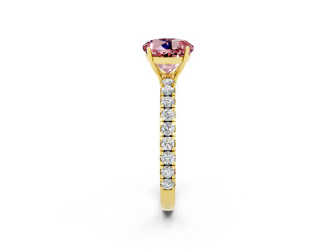 Yellow gold Round Cut Morganite Pavé Solitaire Engagement Ring with Four-Prong Setting_14