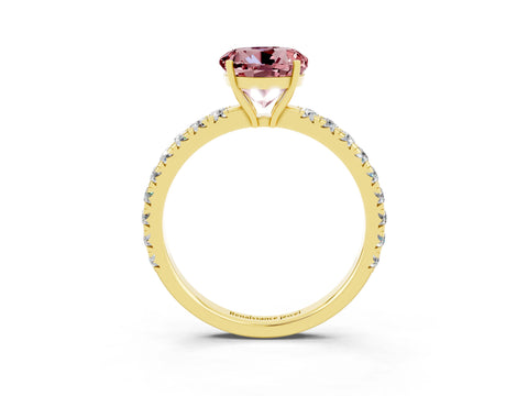 Yellow gold Round Cut Morganite Pavé Solitaire Engagement Ring with Four-Prong Setting_15