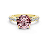 Yellow gold Round Cut Morganite Pave Band Solitaire Ring with Four-Prong Setting_24